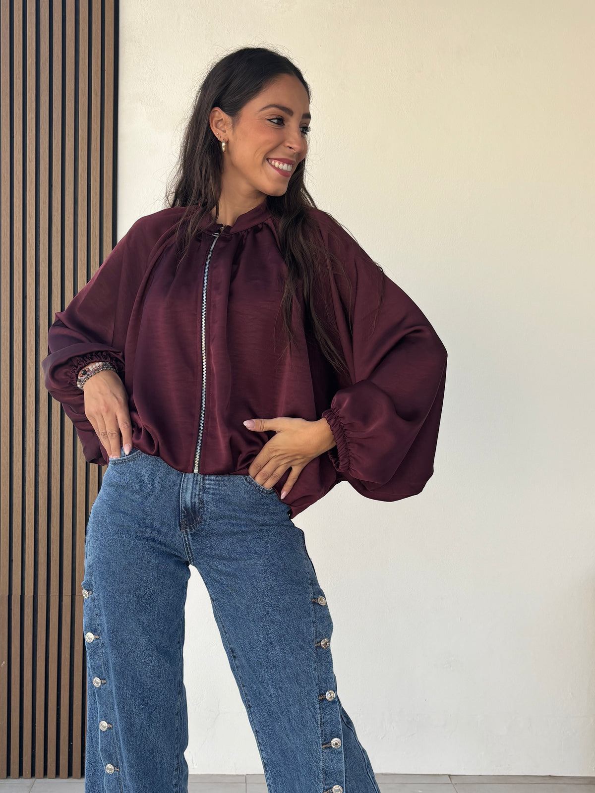 Bomber Satinada burdeos
