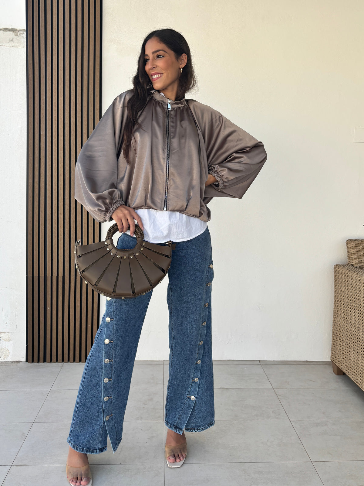 Bomber satinada taupe