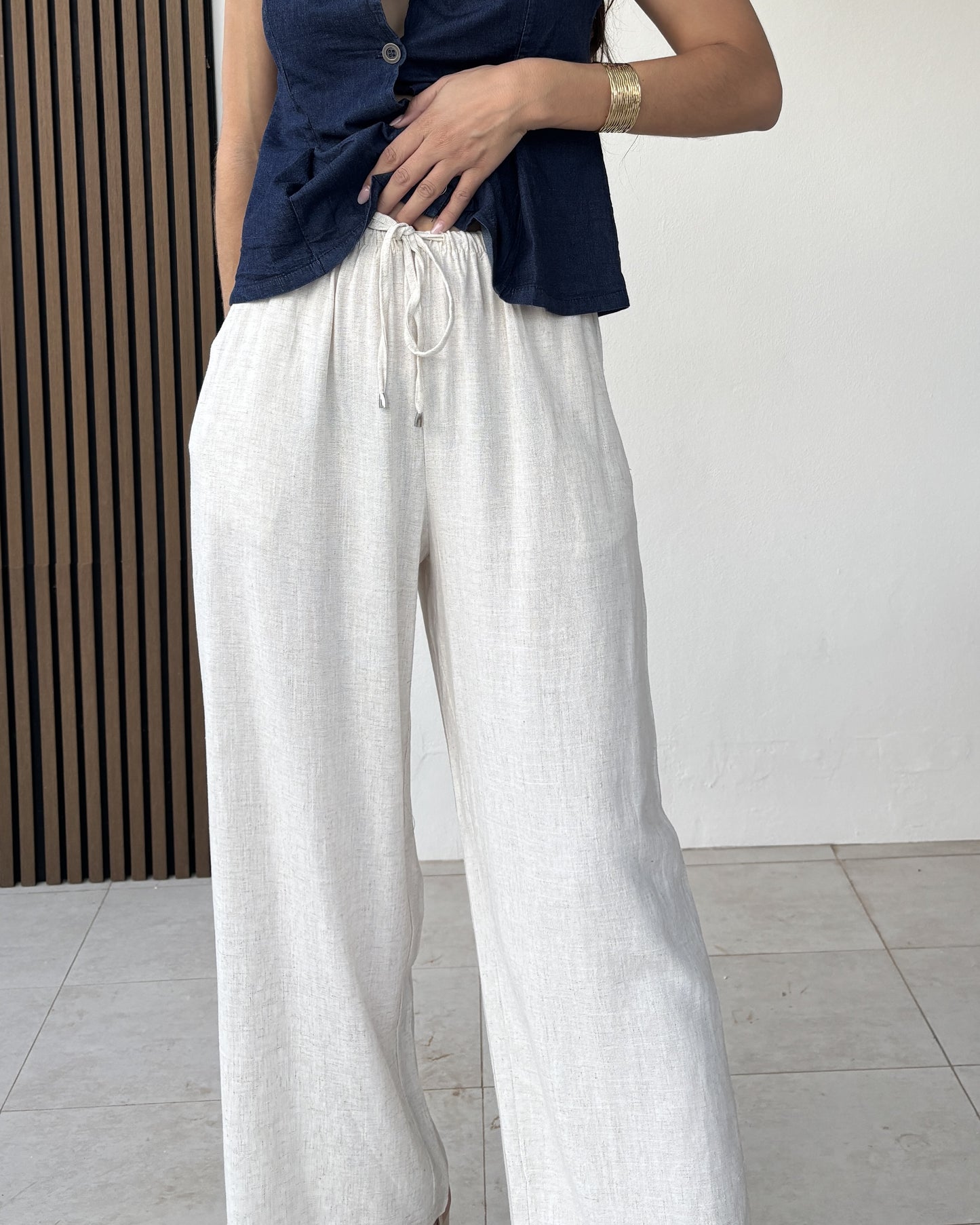 Pantalón Lino Beige