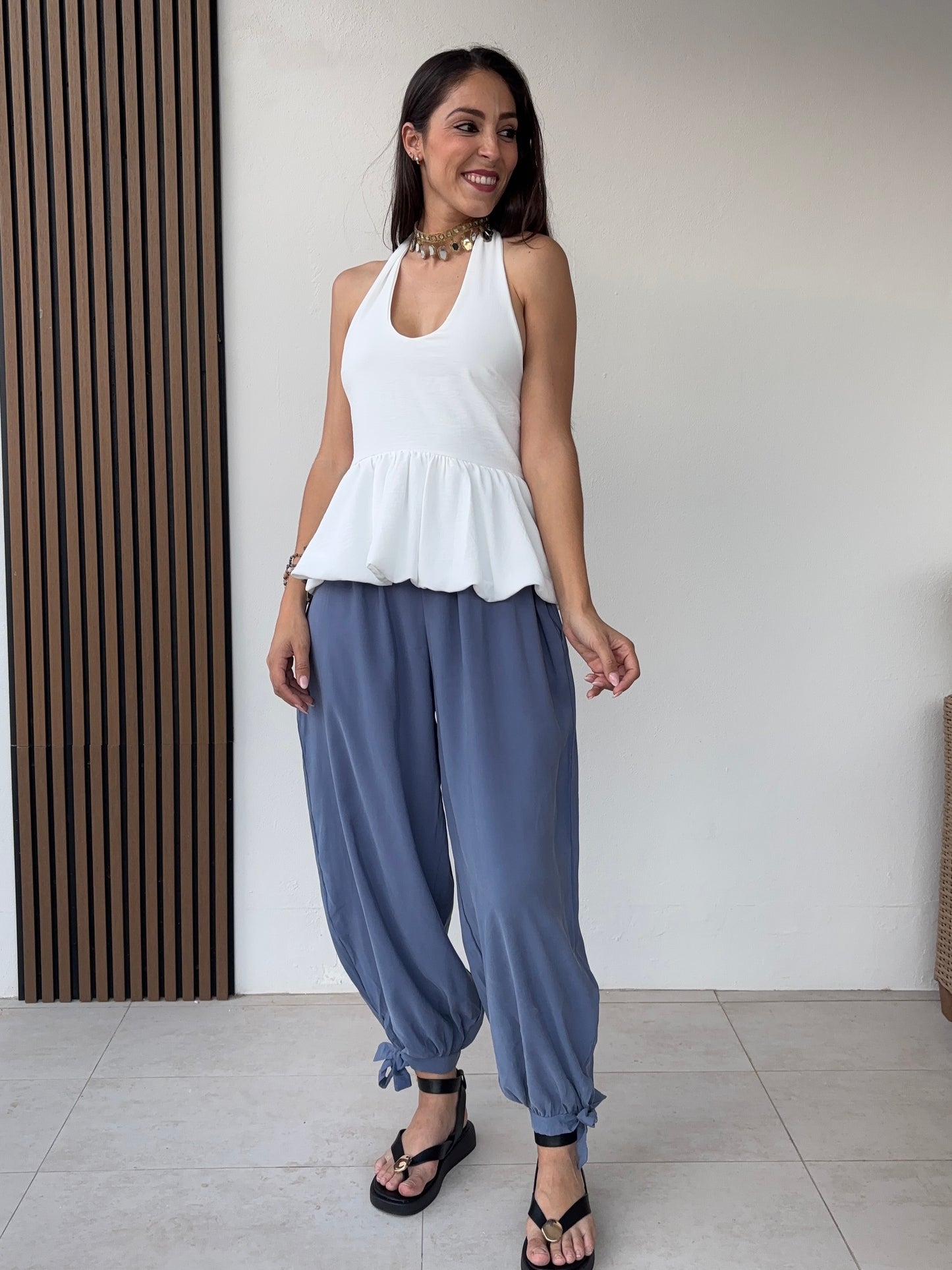 Pantalón Bombacho Lazo azul cielo