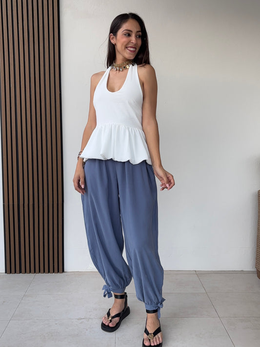 Pantalón Bombacho Lazo azul cielo