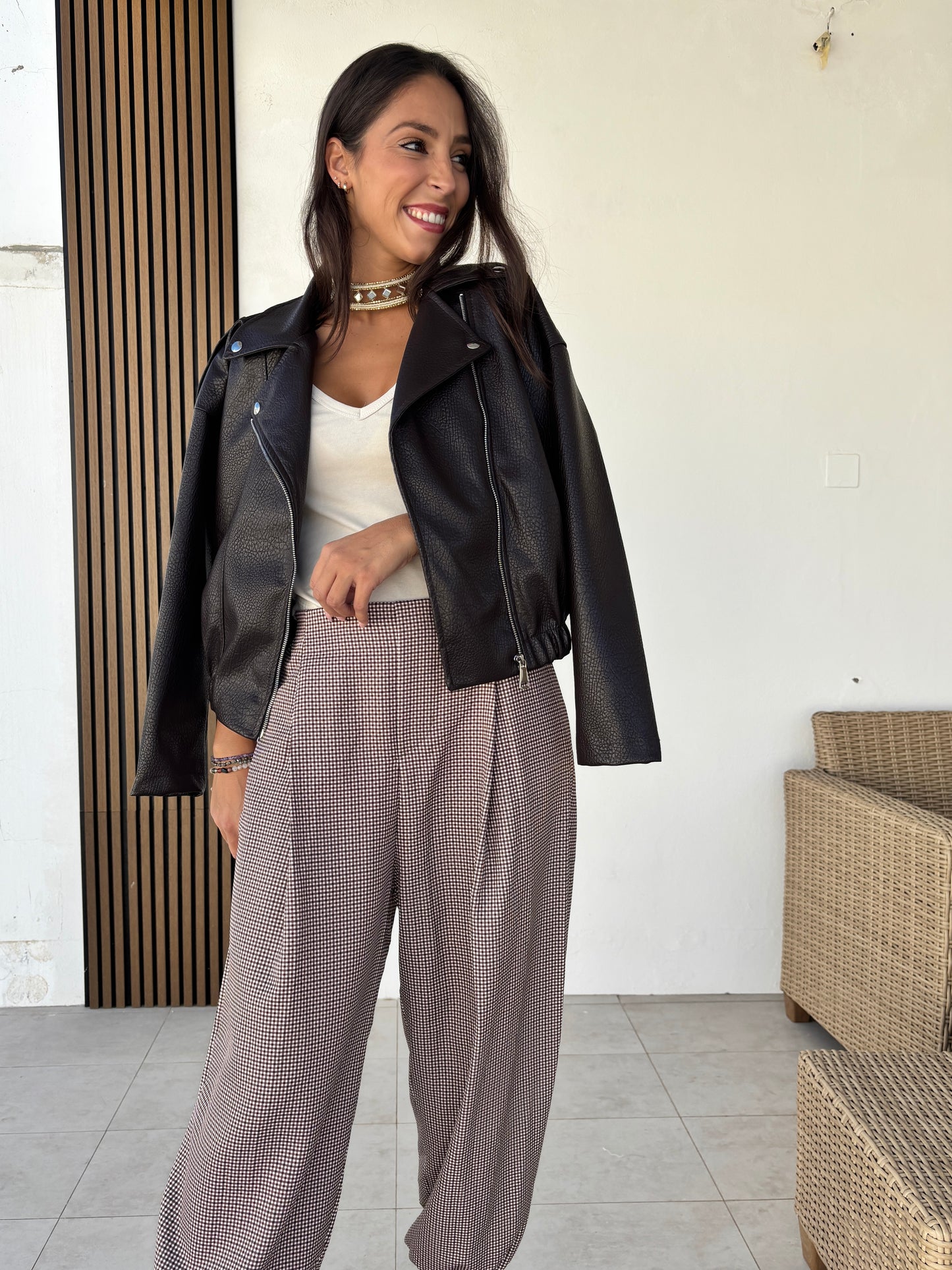 Cazadora polipiel marrón