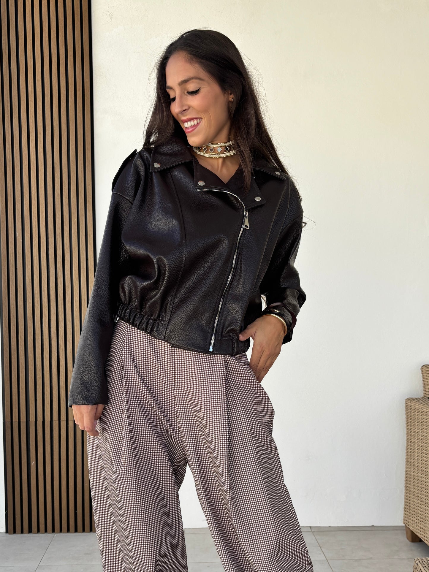 Cazadora polipiel marrón