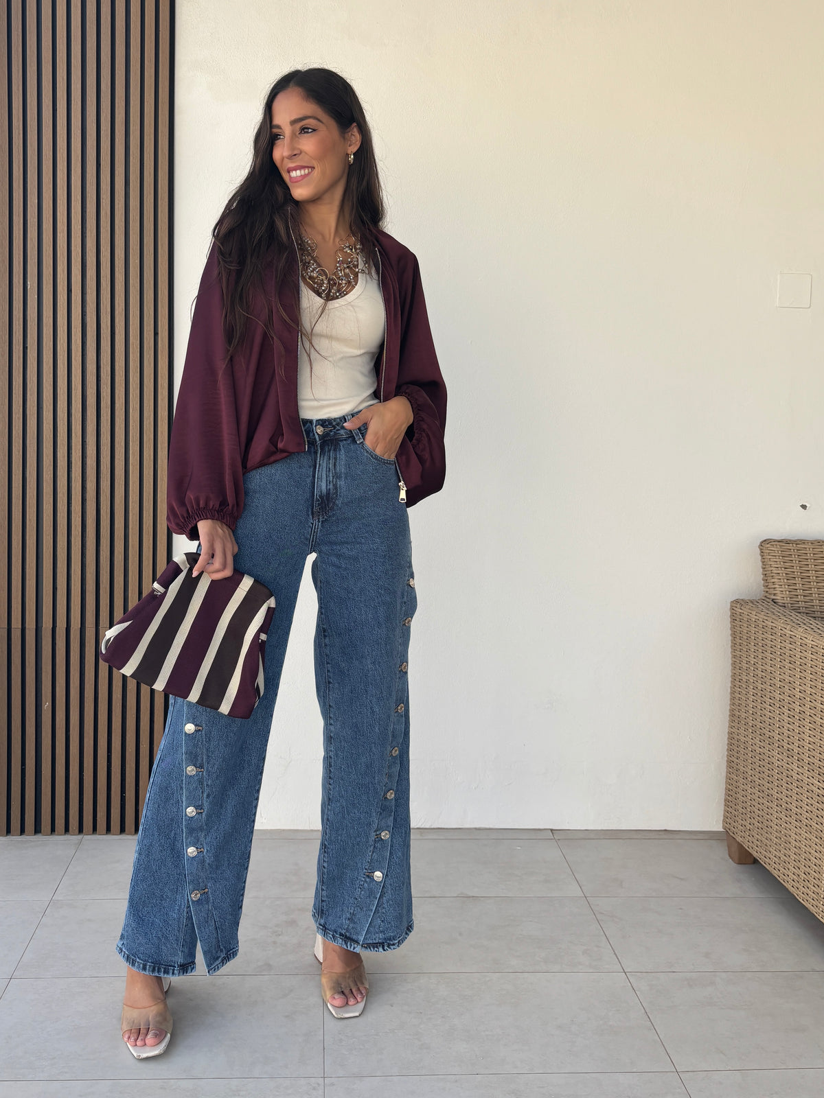 Bolso Rayas burdeos