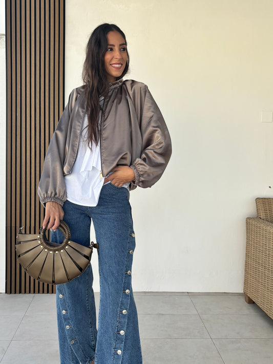 Bomber satinada taupe