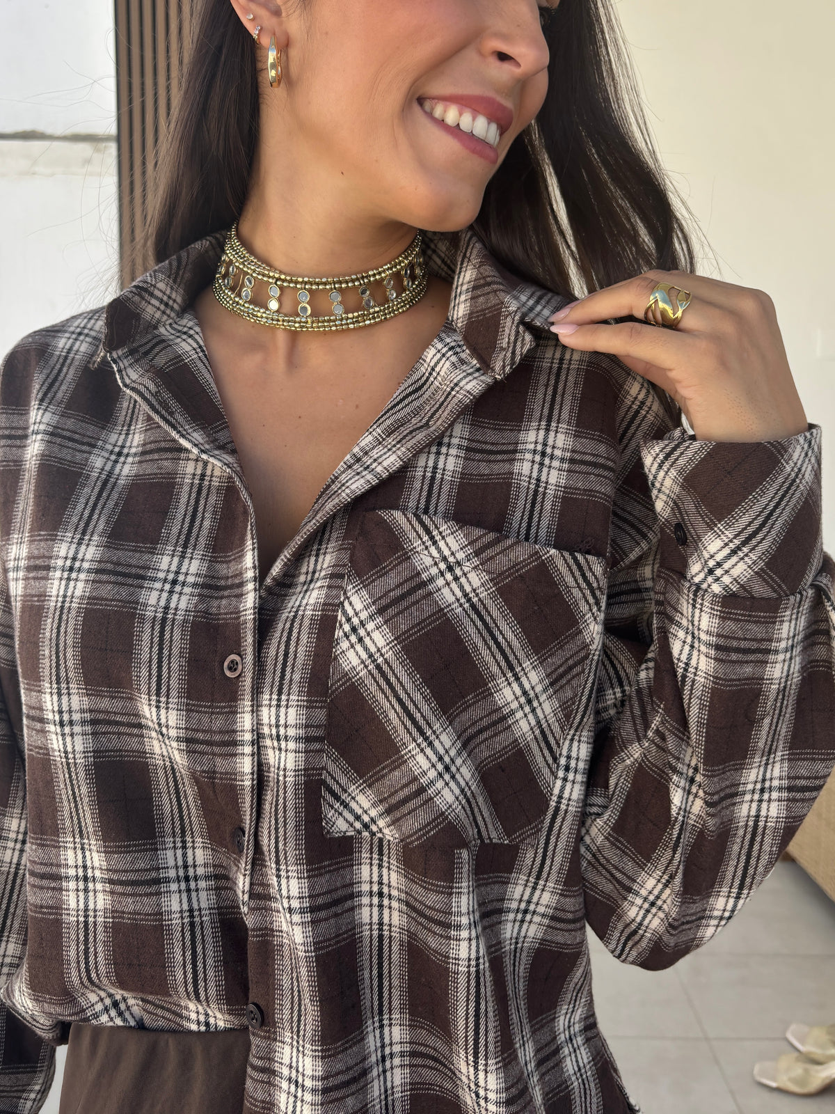 Camisa cuadros marrón