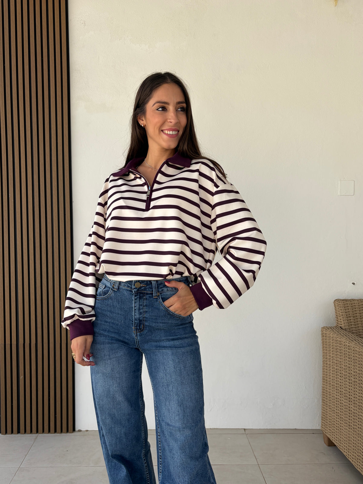 Sudadera rayas morada