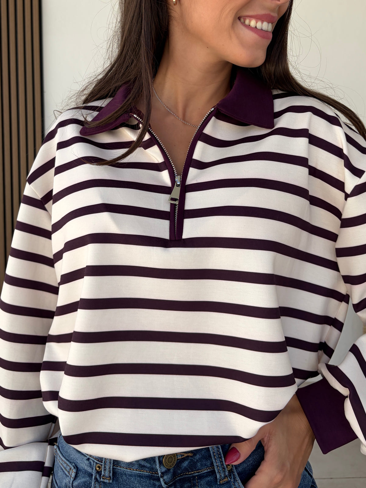 Sudadera rayas morada