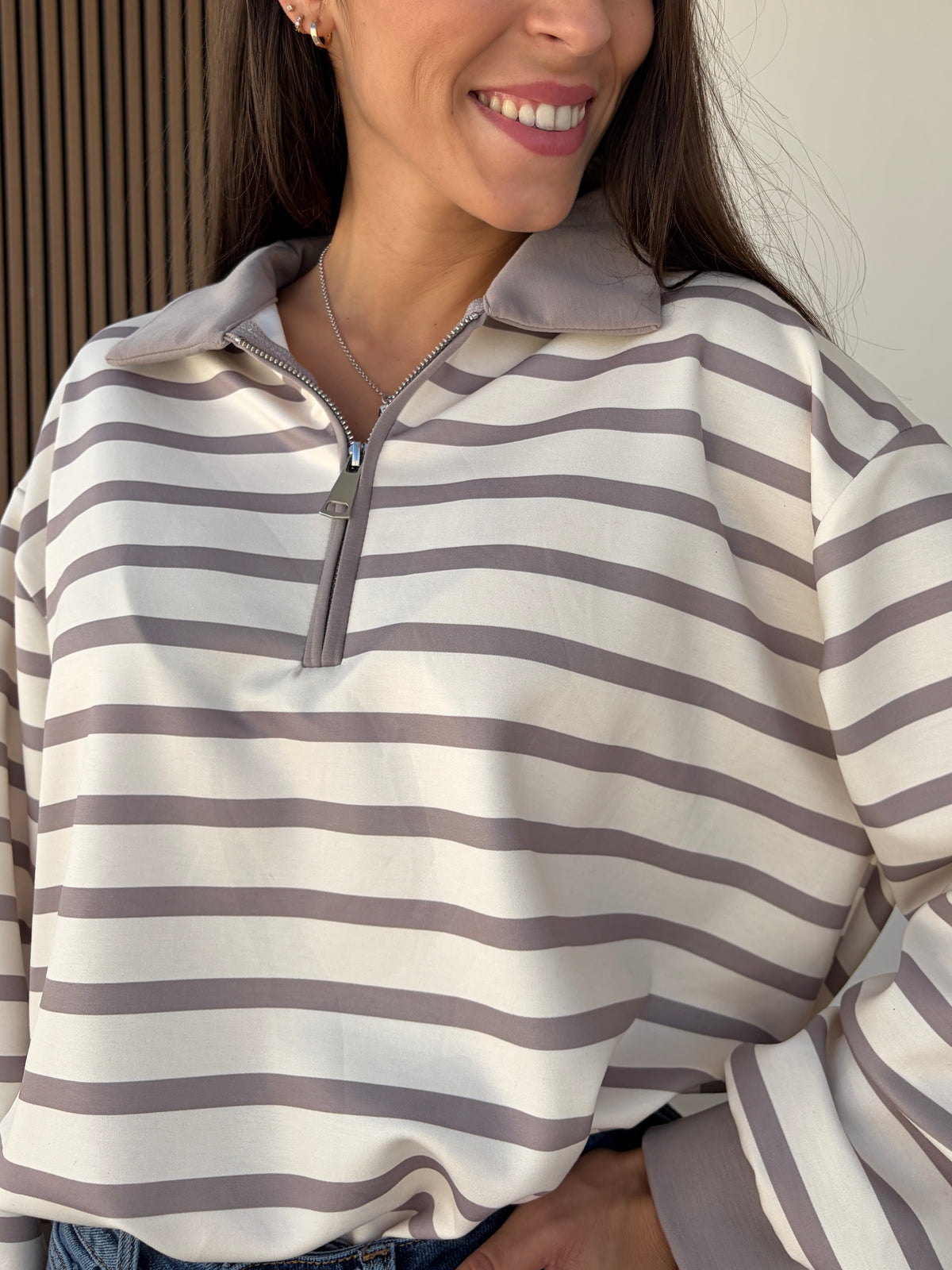 Sudadera rayas Taupe