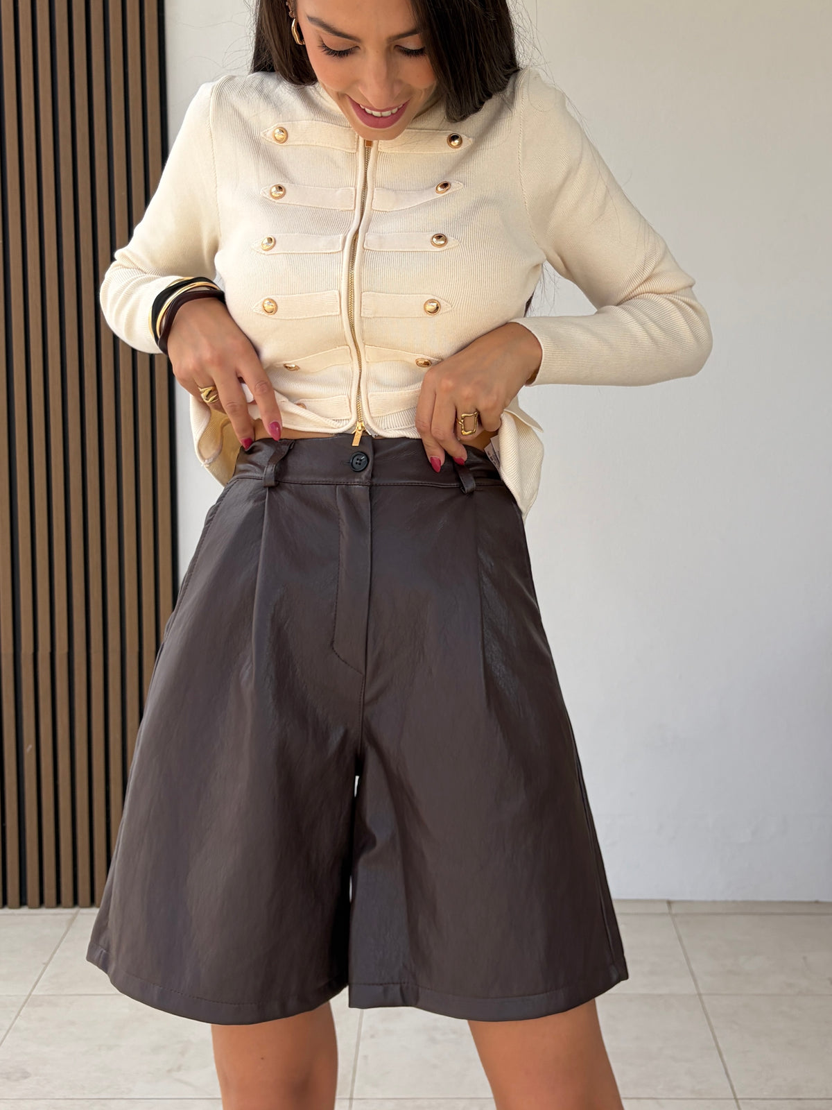 Pantalón polipiel café