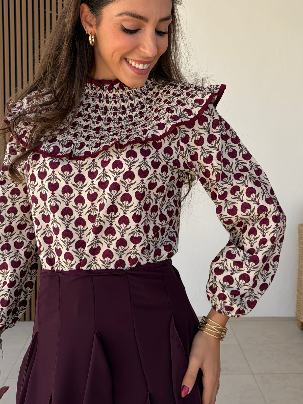 Camisa Amal burdeos