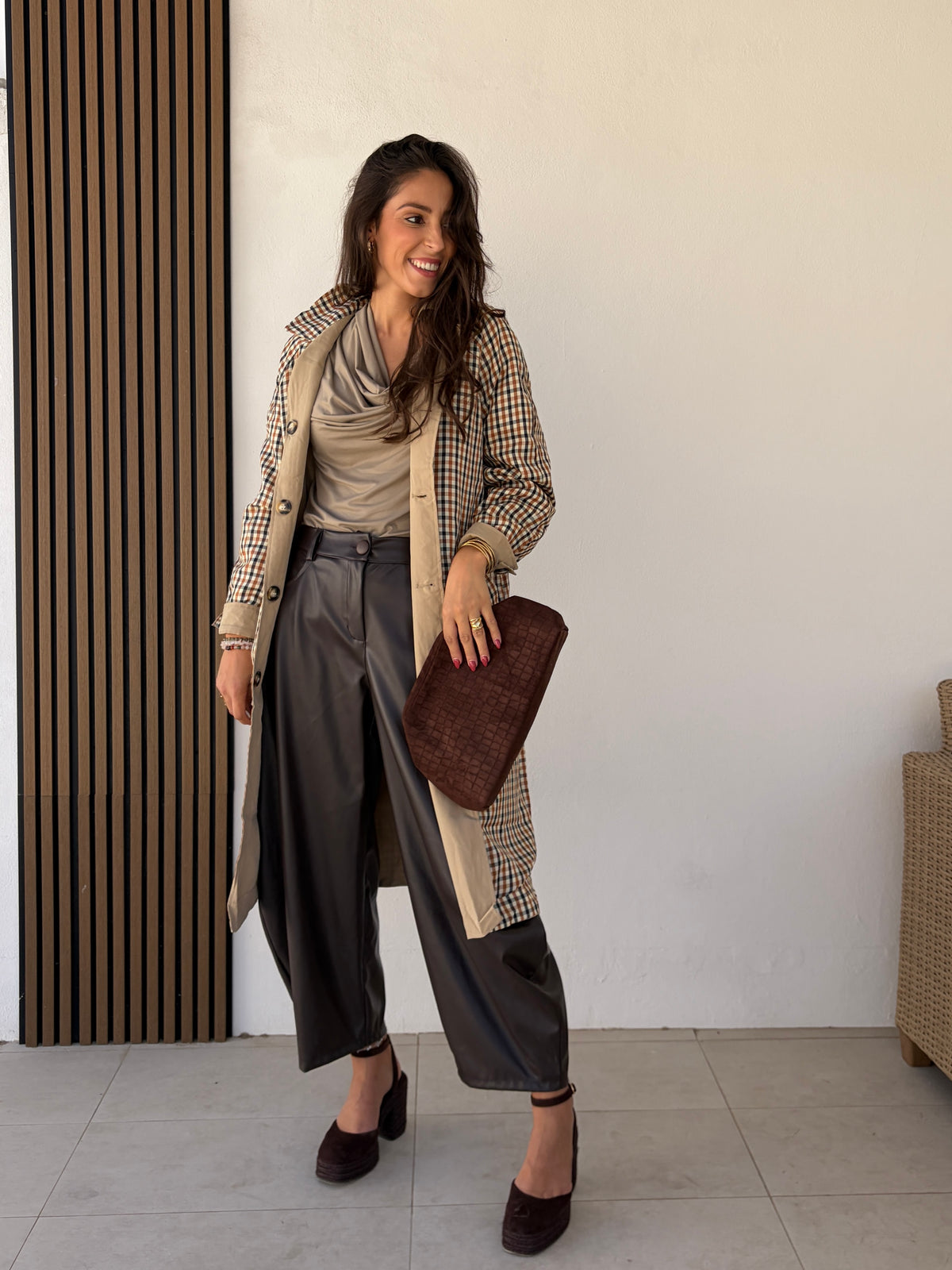Gabardina reversible beige