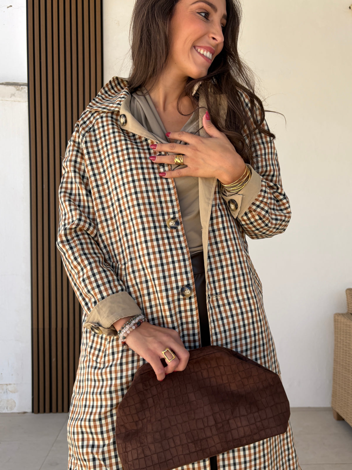 Gabardina reversible beige