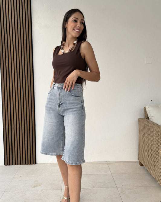 Pantalón-bermudas vaquero